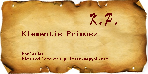 Klementis Primusz névjegykártya